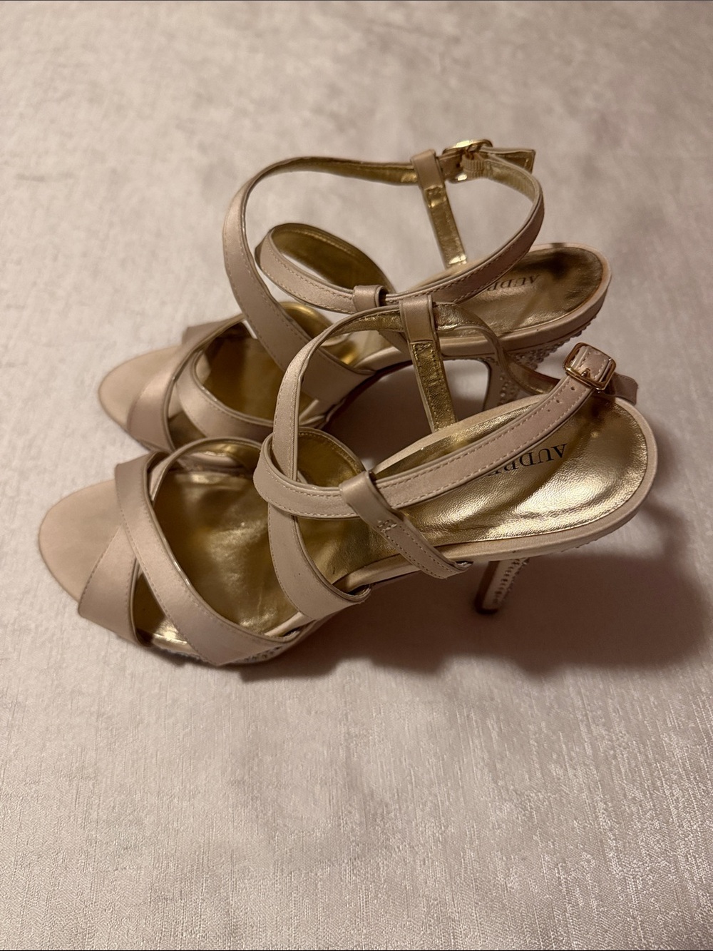 Audrey Brooke Nude Strappy Heel Sandals Heels - Picture 2 of 6